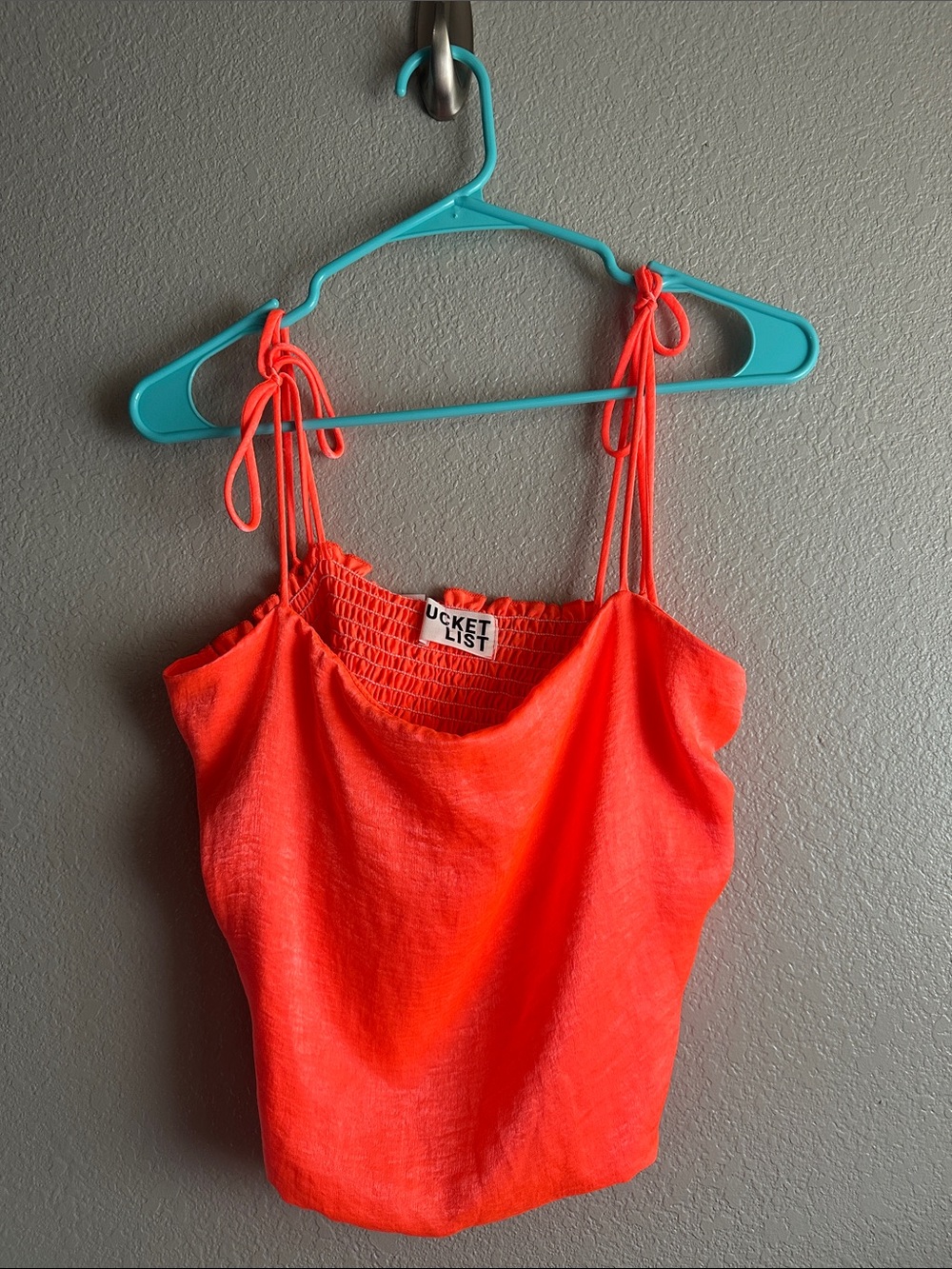 BUCKETLIST Bright Neon Orange Tie-Strap Camisole